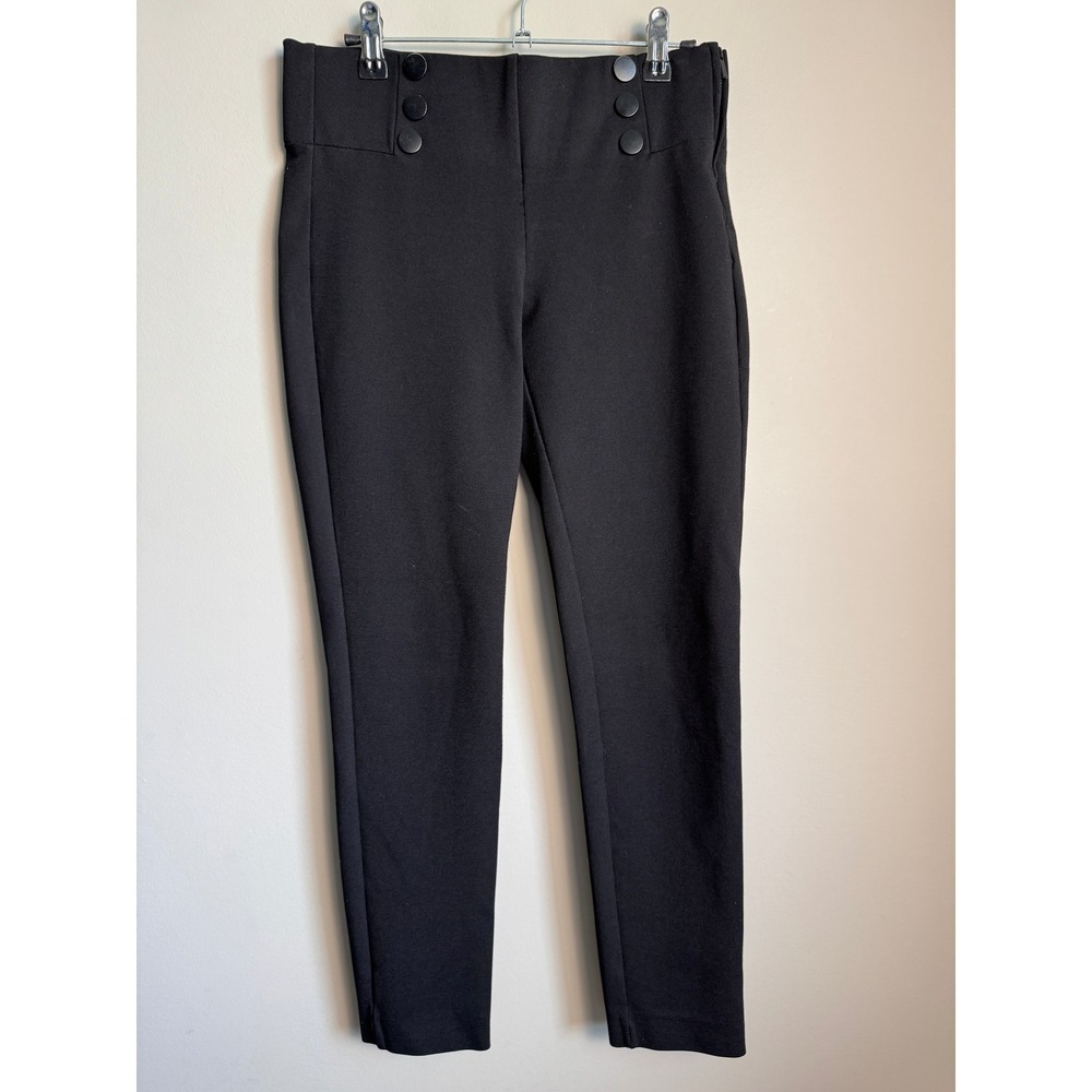 Zara High Waisted Sailor Pants Womens Medium Black Workwear Chic Minimalist